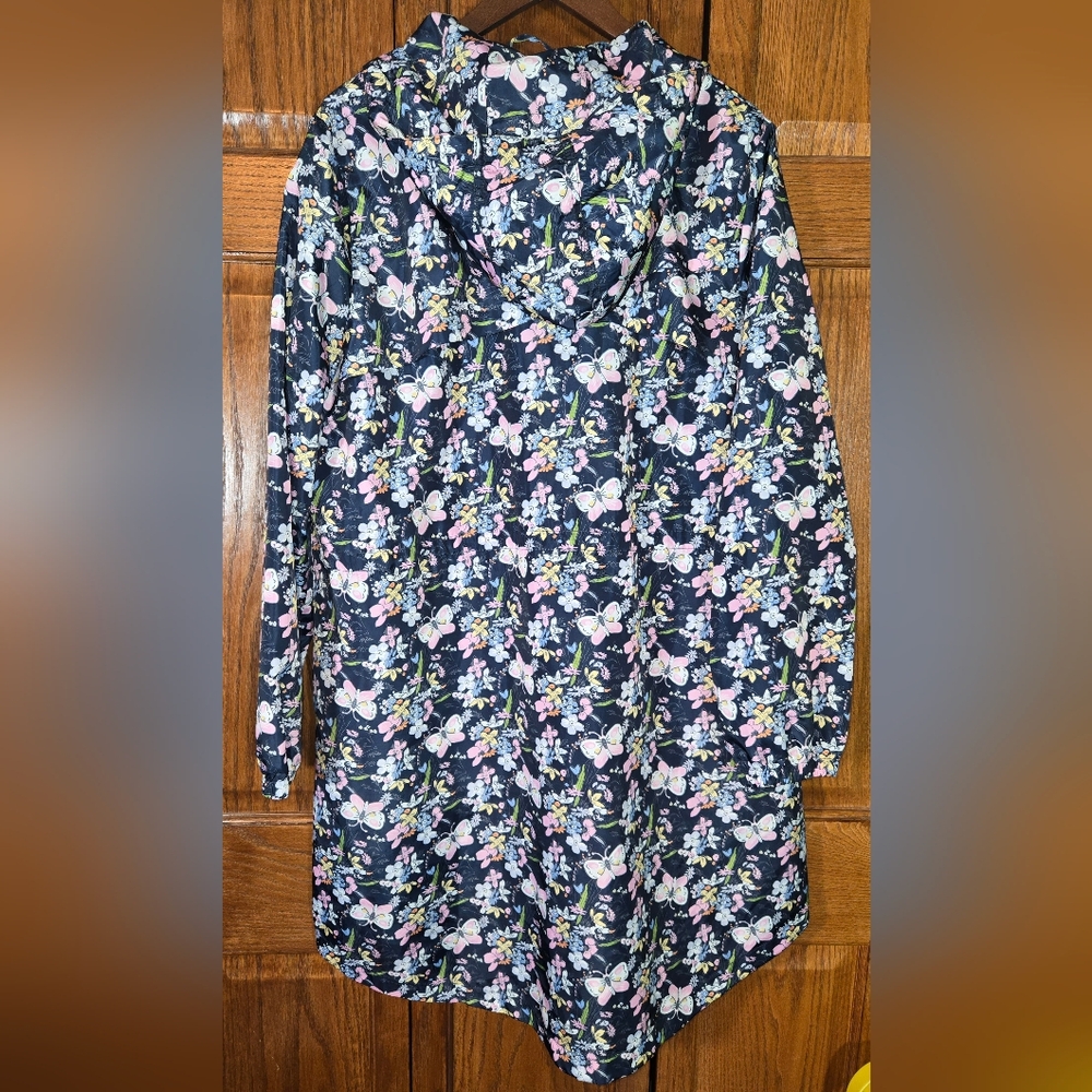 Vera Bradley Boom Bloom Navy Pattern Packable Raincoat Drawstring Butterfly XL - Picture 4 of 4
